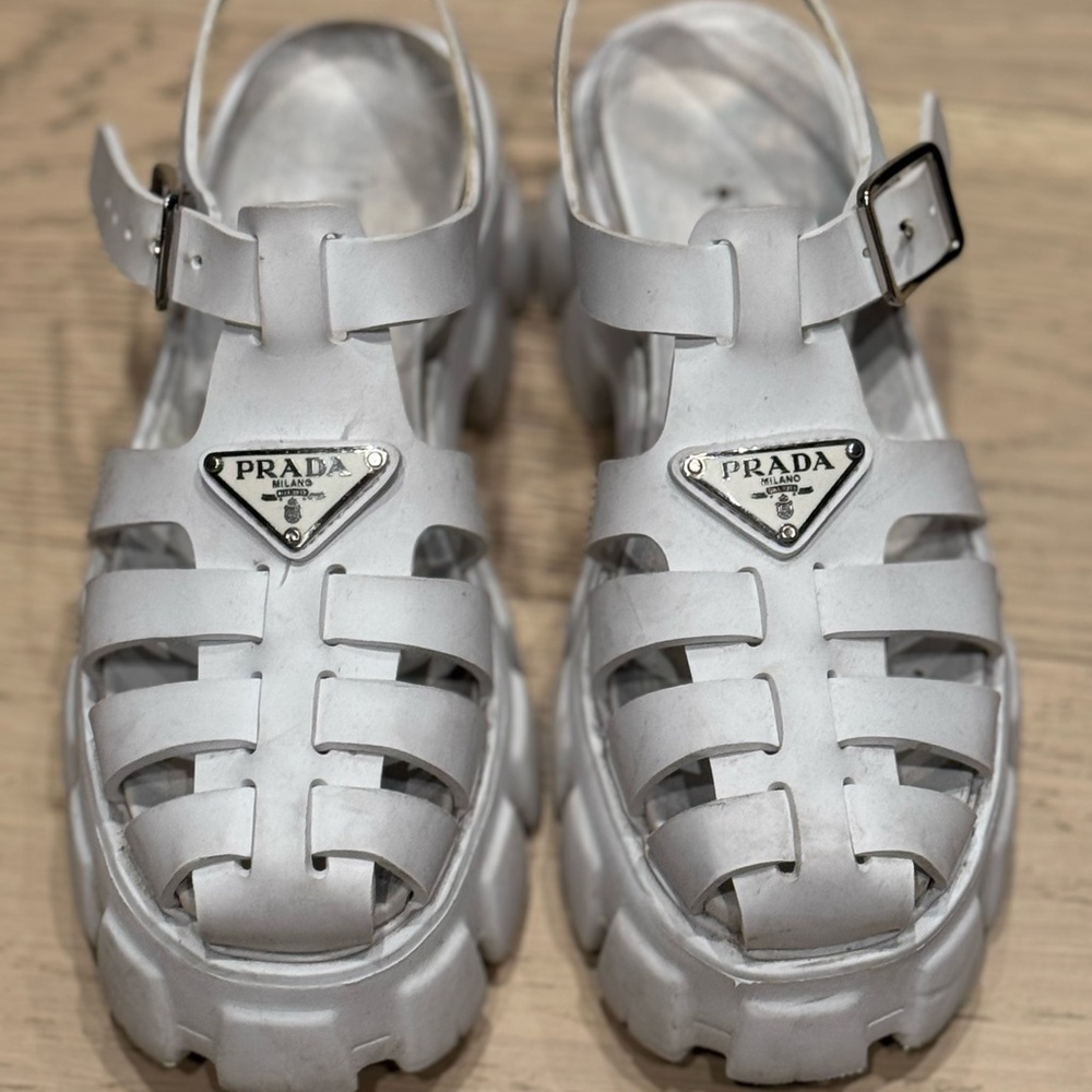 Prada White Cut-Out Sandals
